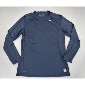 Nike Pro Combat Men's Large Long Sleeve Compression Shirt Navy Blue Fitted